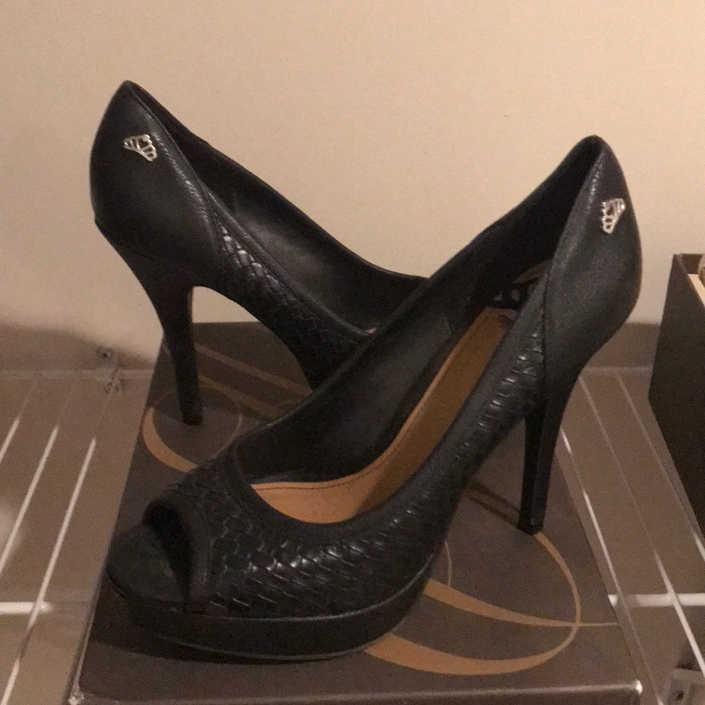 Black peep toe high heels